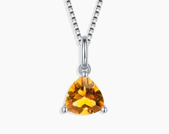Irosk Trillion cut Necklace in Sterling Silver -  Citrine