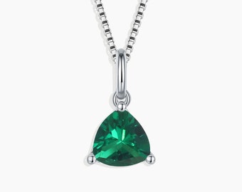 Irosk Trillion Cut Pendant in Sterling Silver -  Emerald