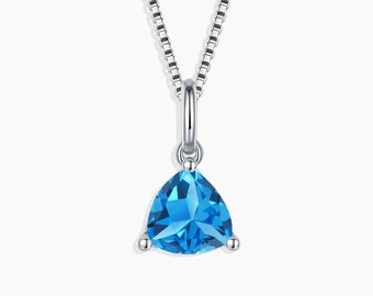 Irosk Trillion Shape Pendant in Sterling Silver -  Swiss Blue Topaz