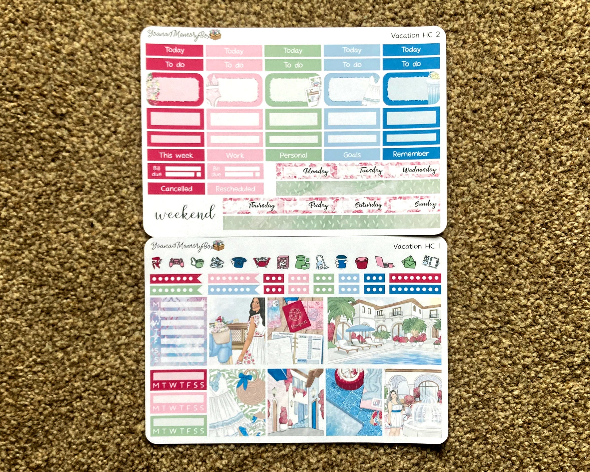 Vacation Weekly Kitplanner Sticker Kit to Use With A5 Vertical