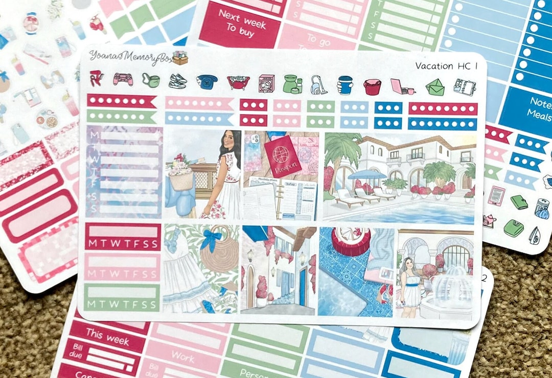 Vacation Weekly Kitplanner Sticker Kit to Use With A5 Vertical