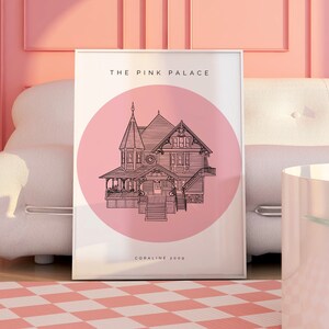 Impression d'art Pink Palace - inspirée de Coraline - disponible en formats A4, A5, A6 | Impression papier haute qualité 200 g