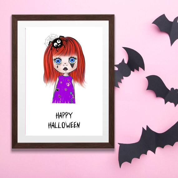 Creepy Girl Printable Halloweenwall Artdigital Etsy