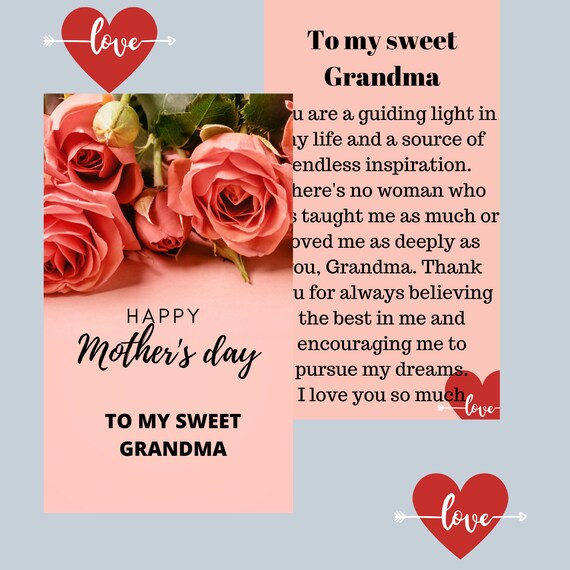 Happy Mothers Day Grandma Mothers Day Card Happy Mothers Day Card For Grandmother | Etsy