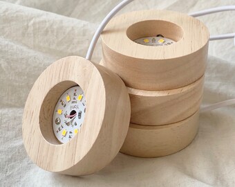 Wholesale Deal 4-Piece Natural Wooden LED Warm Light Stand USB Operated