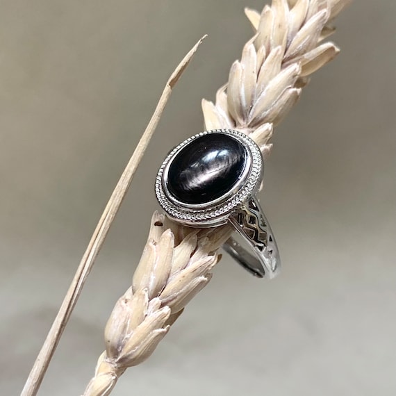 Minimalist Hypersthene Adjustable Silver-Plated R… - image 1