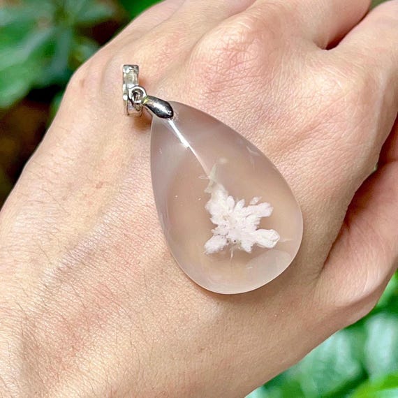 Translucent Unique Sakura Agate Pendant - image 3
