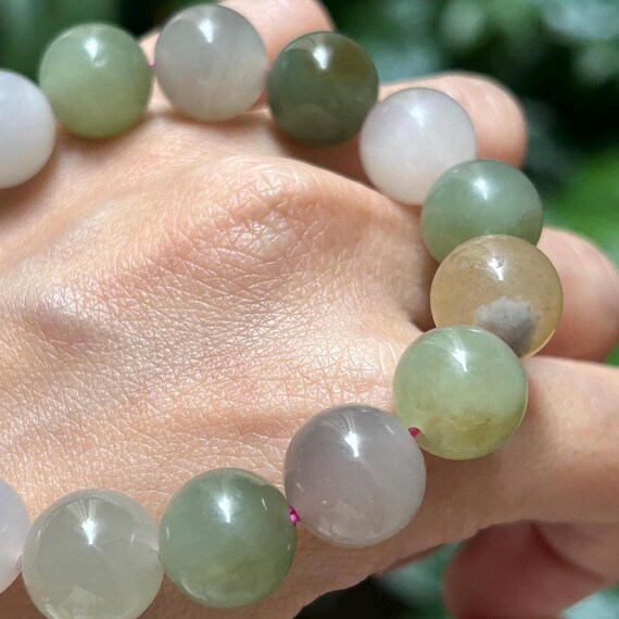 Certified Multi-Colored Nephrite Jade Elastic Bra… - image 8