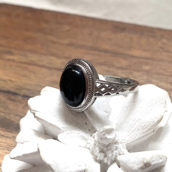 Minimalist Hypersthene Adjustable Silver-Plated R… - image 5