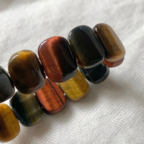 Mixed Tiger Eye Rectangular Elastic Bracelets - image 6