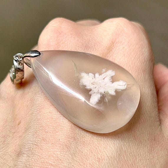 Translucent Unique Sakura Agate Pendant - image 4