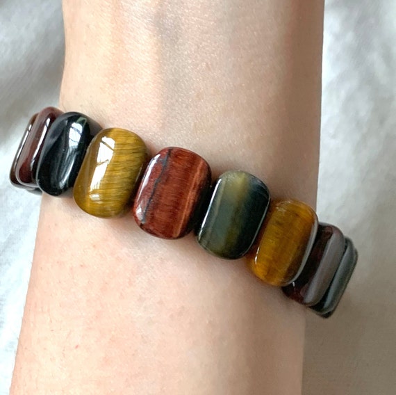 Mixed Tiger Eye Rectangular Elastic Bracelets - image 5