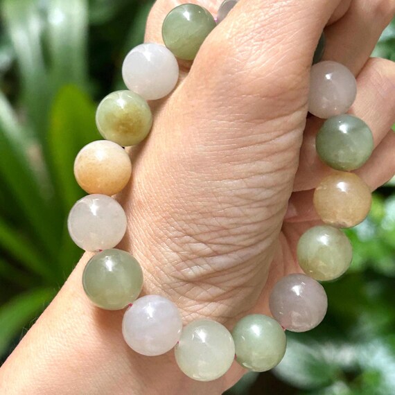 Certified Multi-Colored Nephrite Jade Elastic Bra… - image 6