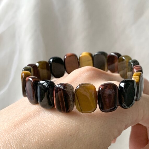 Mixed Tiger Eye Rectangular Elastic Bracelets - image 7