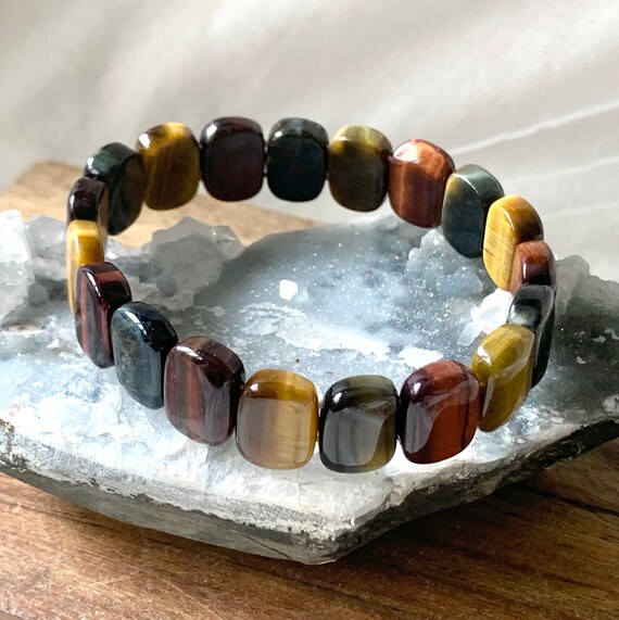Mixed Tiger Eye Rectangular Elastic Bracelets - image 2