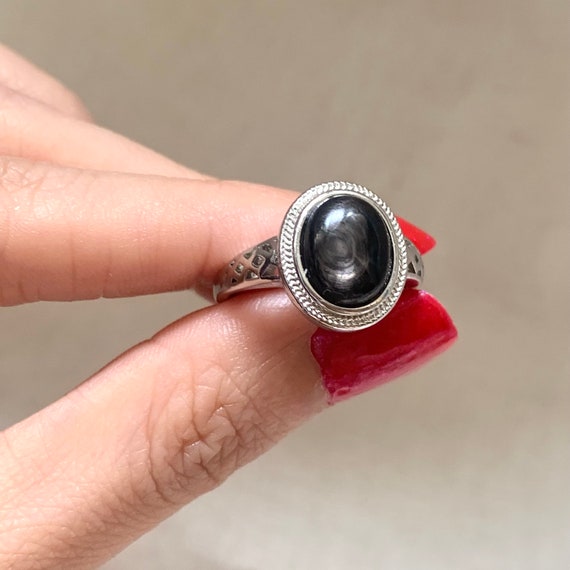 Minimalist Hypersthene Adjustable Silver-Plated R… - image 3