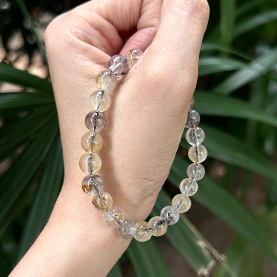 Herkimer Diamond Elastic Round Beaded Bracelet Certified