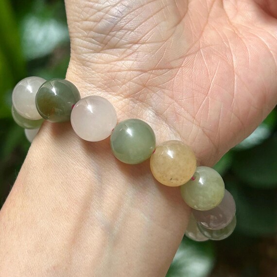 Certified Multi-Colored Nephrite Jade Elastic Bra… - image 7