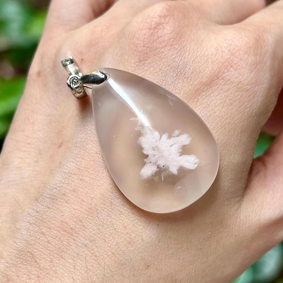 Translucent Unique Sakura Agate Pendant - image 1