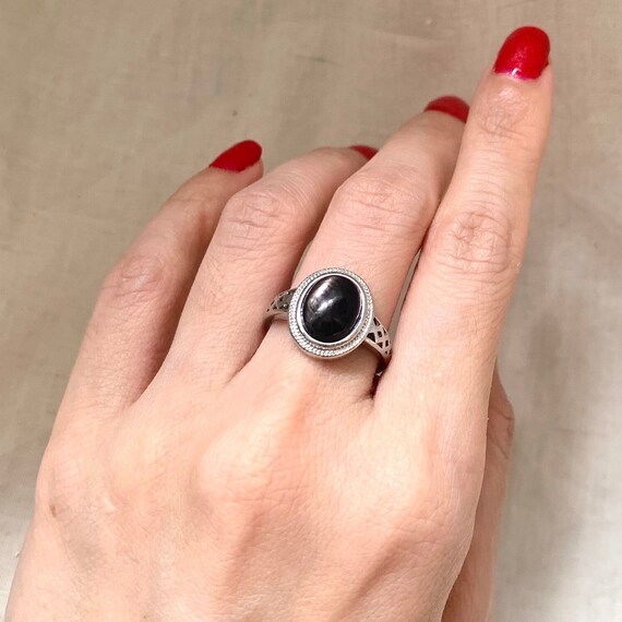 Minimalist Hypersthene Adjustable Silver-Plated R… - image 4