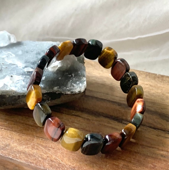 Mixed Tiger Eye Rectangular Elastic Bracelets - image 3