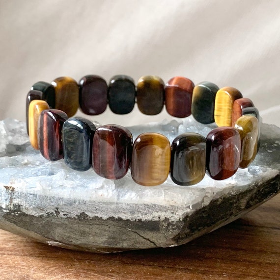 Mixed Tiger Eye Rectangular Elastic Bracelets - image 1