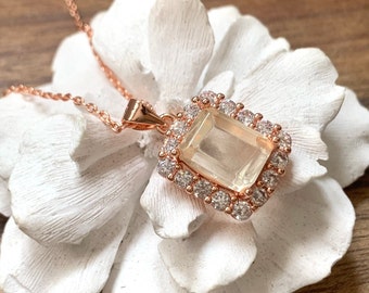 Lemon Quartz S925 Rose Gold Pendant -