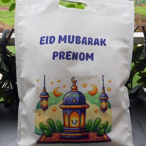 sac cadeau personnalisé aîd mubarak/cadeau aîd mubarak/personalized eid mubarak bag/sac a offrir pour l'aîd violet