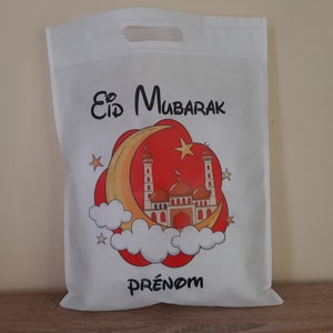 sac cadeau personnalisé aîd mubarak/cadeau aîd mubarak/personalized eid mubarak bag/sac a offrir pour l'aîd rouge