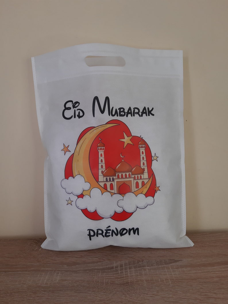 sac cadeau personnalisé aîd mubarak/cadeau aîd mubarak/personalized eid mubarak bag/sac a offrir pour l'aîd rouge