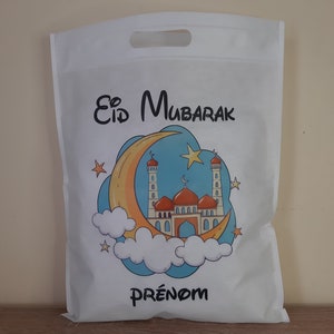 sac cadeau personnalisé aîd mubarak/cadeau aîd mubarak/personalized eid mubarak bag/sac a offrir pour l'aîd bleu clair
