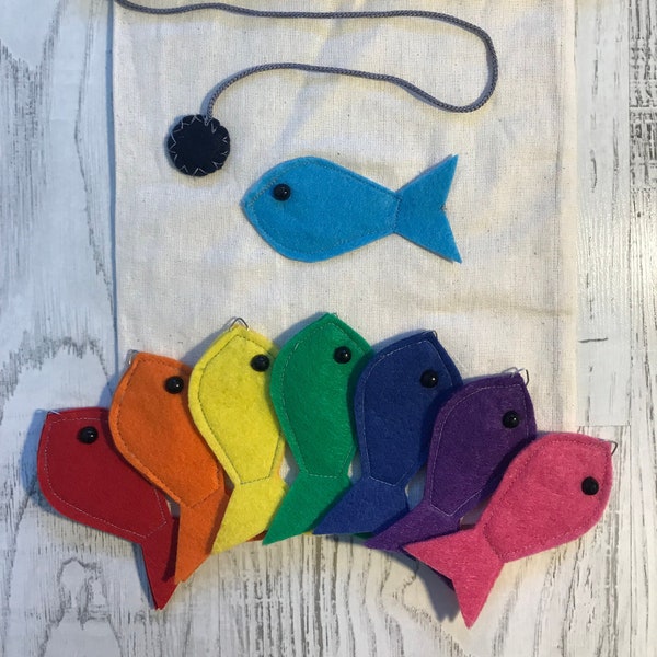 Toddler Educational Felt Fishing Toys, Learning Colors Game, Childrens Travel Toys, Fine Motor Toys, Montessori Toys, Busy Bag Gift for Kids