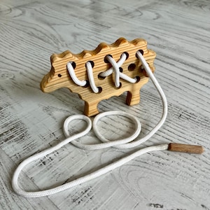 Wooden Sheep Lacing Toy: Montessori Fine Motor Skills Toy