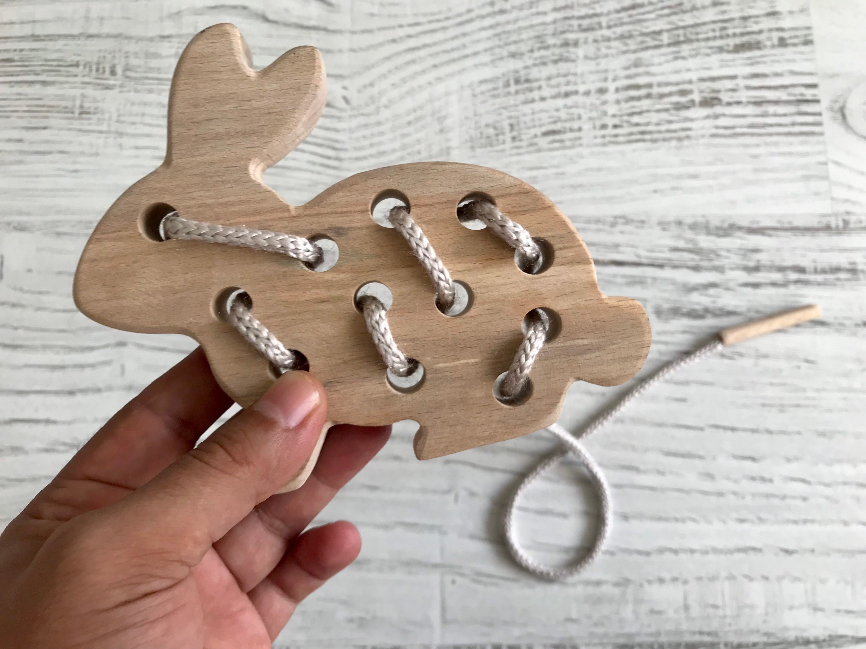 Wooden Toys for Kids Wooden Easter Bunny Lacing Threading - Etsy