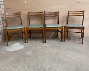 4 Mid-Century Teak Rexine Dining Chairs Hubbinet Elliots of Newbury Will Need Courier Or Collection ONLY - Please Read Full Description