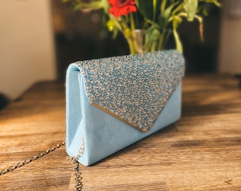 Crystallised blue clutch bag//wedding bag//prom bag//clutch bag//special occasion//bespoke evening bag//blue clutch bag