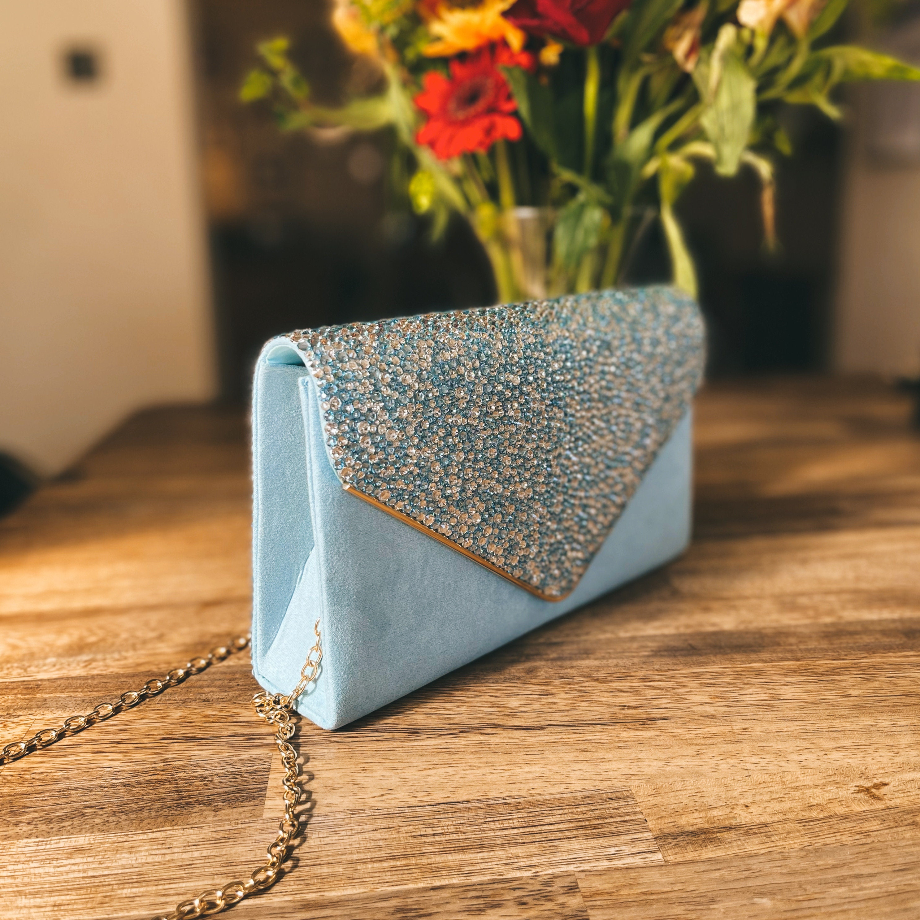 Light blue clutch bag best sale