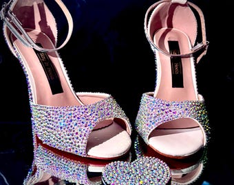 Rhinestone Stiletto Heels, Strappy Open Toe Bridal Shoes