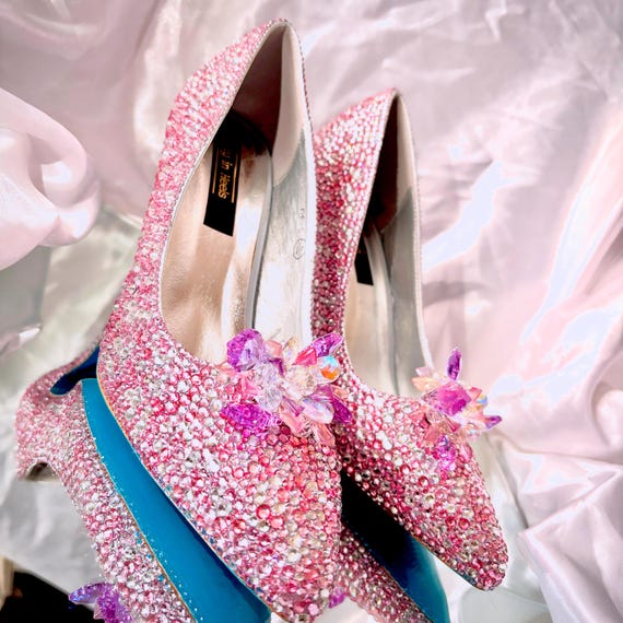Pink Rhinestone Wedding Heels: Sparkly Fairy Tale Shoes