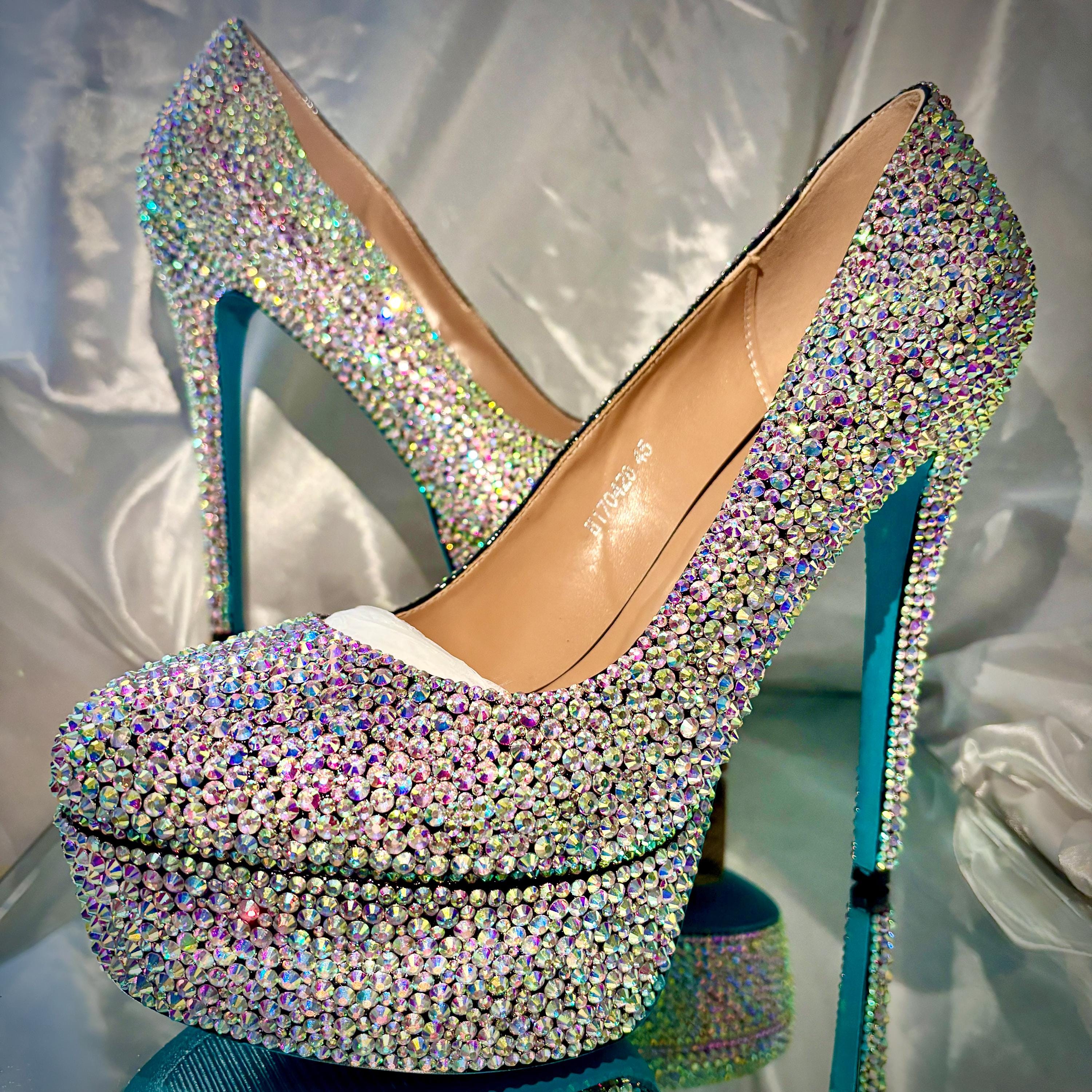 dress silver shoes rhinestones Silver High Heels//silver Shoes//silver Rhinestone Shoes//platform High  Heels//super High Heels