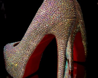 Silver crystallised high heels//special occasion shoes//luxury high heels