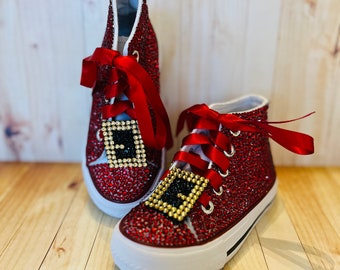 Children's Christmas canvas shoes//festive embellished kids shoes