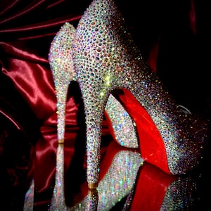 Silver Crystallised High Heels//special Occasion Shoes