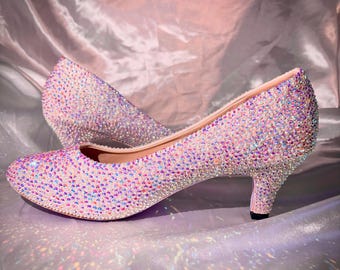 White Pearl Rhinestone Bridal Shoes, 2" Heel