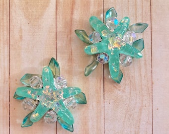 Handmade Turquoise Starfish Shoe Clips, Sparkly Mermaid Shoes (Set of 2)