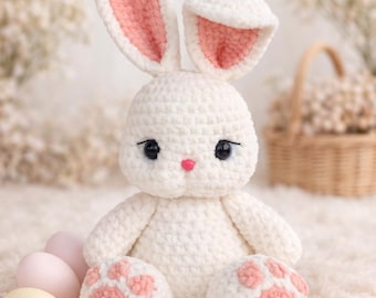 Bunny Crochet Pattern, Low Sew Amigurumi Toy, Plush Rabbit PDF Pattern, Easter Bunny