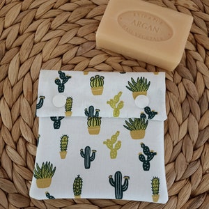 Pochette à savons solides/Étui à savons solides/Pochette imperméable Cactus