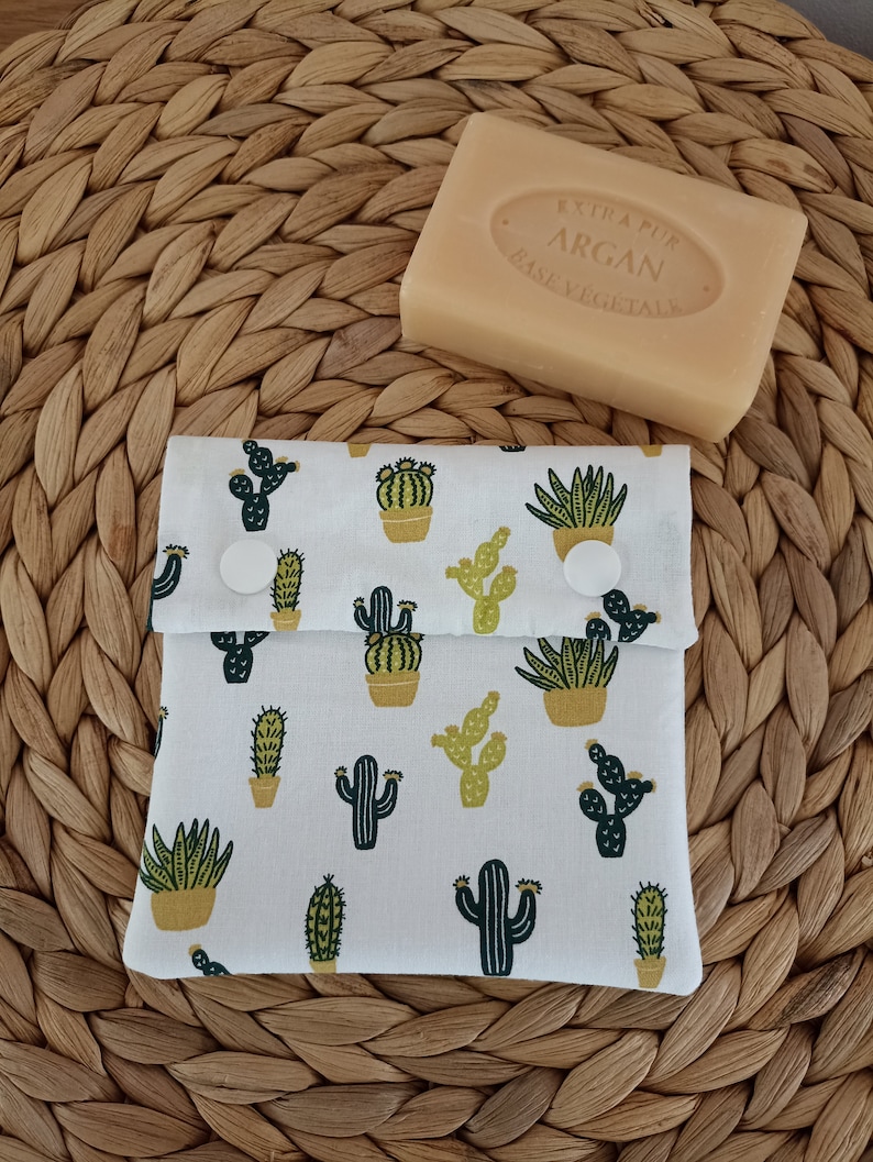 Pochette à savons solides/Étui à savons solides/Pochette imperméable Cactus