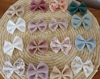 Barette magique bébé gaze de coton, nœud enfant, barrette cheveux anti glisse