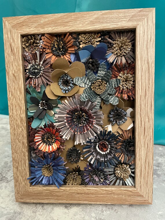Recycled Paper Flowers Frame Etsy